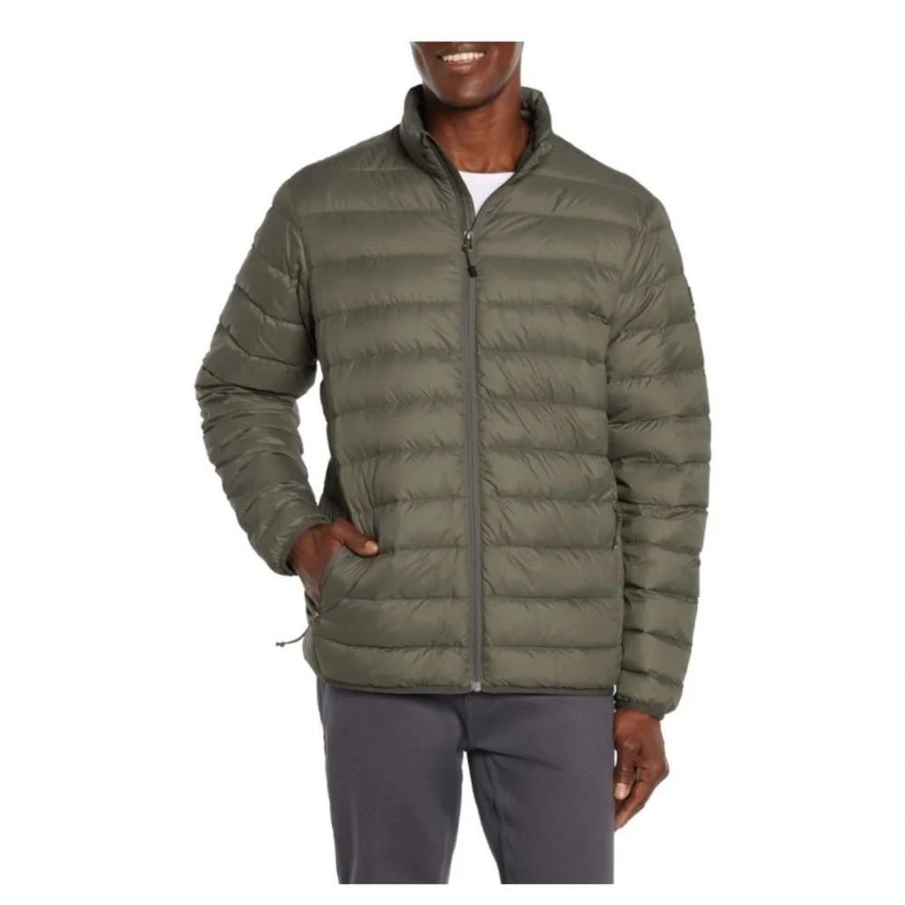 NWT Eddie Bauer men’s down lightweight Packable Puffer jacket dusky gree…